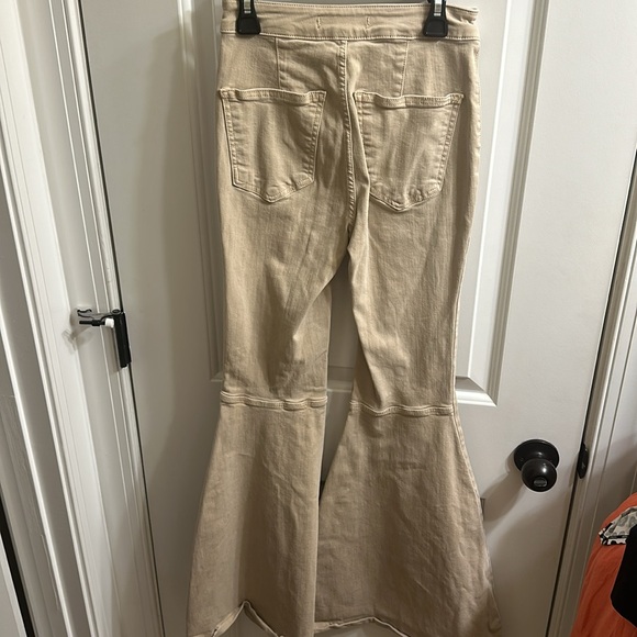 Free People Khaki Frayed Hem Bellbottom - Picture 5 of 5